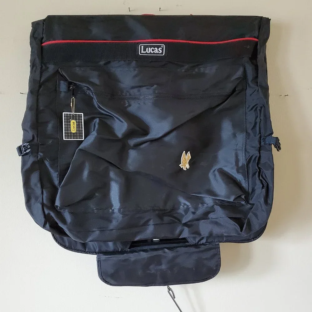 Lucas Vintage Black Nylon Lightweight Foldable Garment Travel Bag